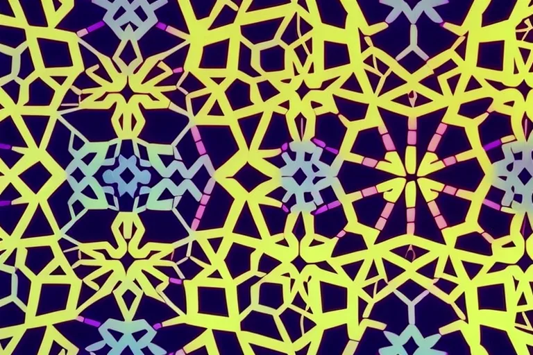 A colorful array of geometric shapes arranged in a kaleidoscope pattern, with vibrant hues and intricate designs, representing the diversity and creativity of Georgian fashion.