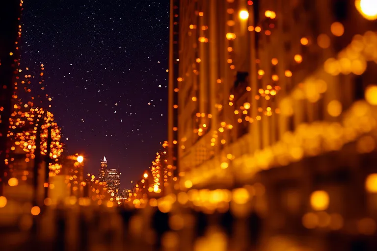 A vibrant burst of color illuminates the night sky, casting a warm glow over the surrounding architecture.