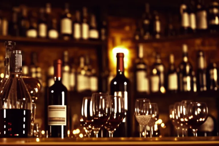 A beautifully arranged display of wine accessories in a warmly lit room, with a variety of decanters, glasses, and openers showcased on shelves and tables.