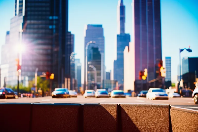 A vibrant burst of color against a textured backdrop in a bustling urban setting.