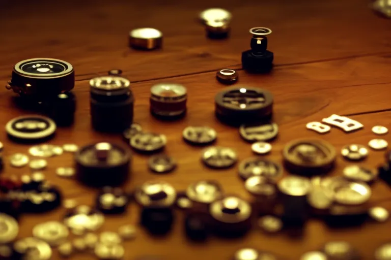 A colorful array of unique objects displayed on a wooden table.
