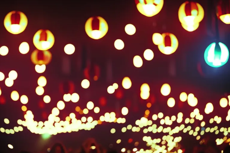 A vibrant and colorful display of lights and shadows that evoke the feeling of excitement and anticipation for an upcoming cultural event.