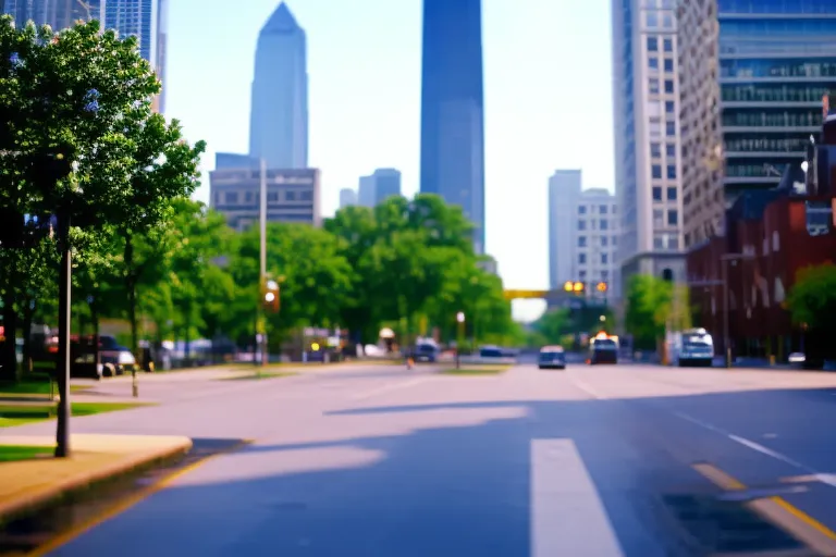 A vibrant cityscape with colorful street art, historic architecture, and green spaces. The photo captures the essence of a bustling city with a mix of old and new.