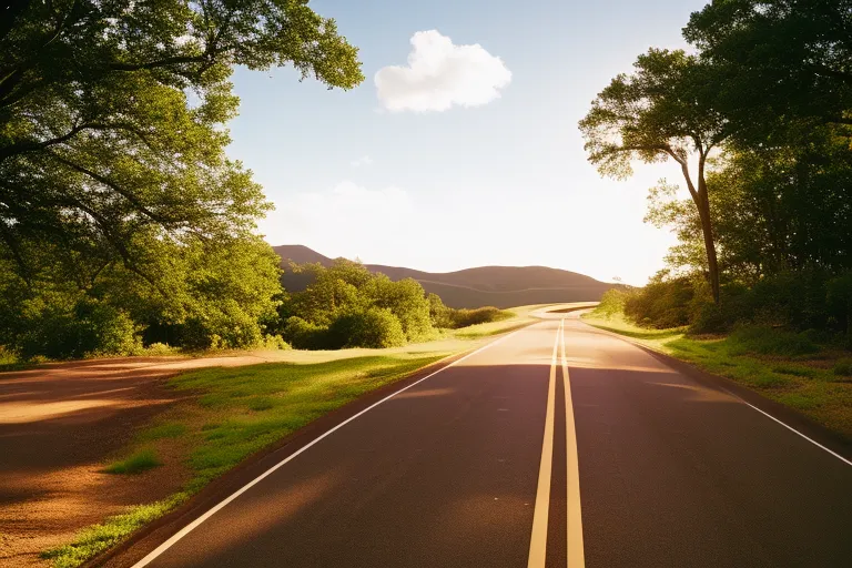 A winding road through a scenic landscape with multiple paths branching off in different directions.
