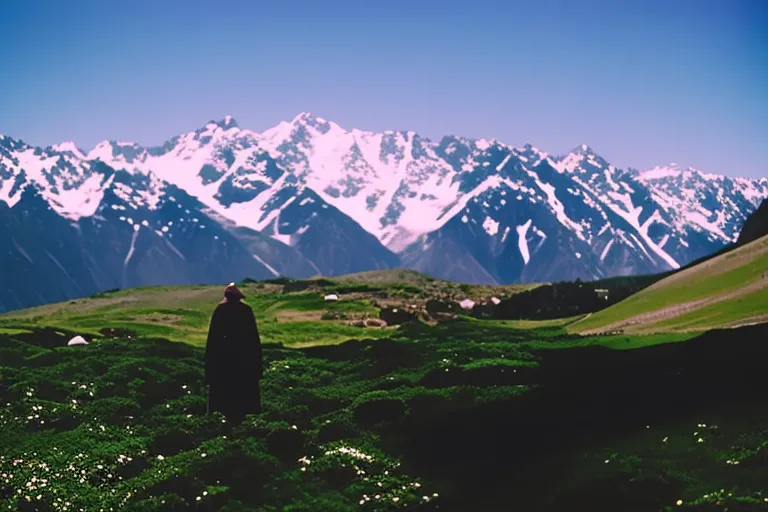 A serene landscape with two contrasting colors blending together, representing the need for dialogue and reconciliation in a conflict-ridden region.