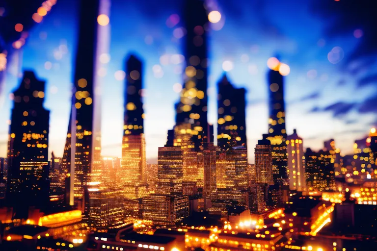 A vibrant fusion of colors and patterns, capturing the energy of a bustling city. The focal point is a unique architectural feature that draws the eye towards the horizon, inviting the viewer to explore.