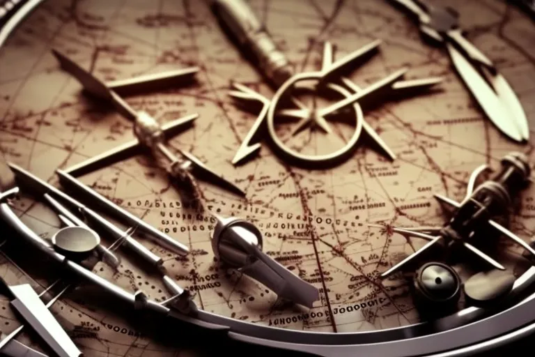 A photo of a traveler's essential tools laid out on a map, with arrows pointing to abstract representations of flight, accommodation, navigation, communication, and productivity.