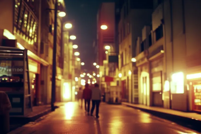 A narrow, winding street in a bustling city, lined with colorful buildings and local shops. The sun casts a warm glow on the scene, inviting exploration and curiosity.