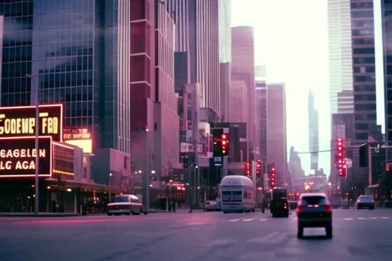 A colorful street scene with unique architecture and vibrant signage, showcasing the energy and character of a bustling city.